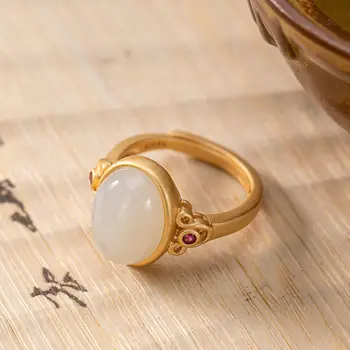 SNew sidabro gamtos ovalo formos safyras žiedas meistriškumo Kinijos retro palace Fengxiangyun atidarymo reguliuojamas moterų prekės papuošalai