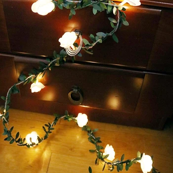 Solar/USB/Baterijos Rožių Gėlių Lapų LED String Žibintai, 1.5 M/3M/6M Žalia Lapų Girlianda Lempa, Valentino Diena, Vestuvės, Kalėdos,