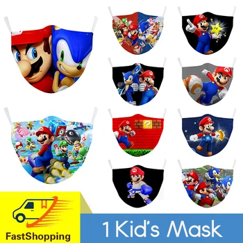 Sonic Karikatūros Vaikas Kaukė Spausdinimo Dulkėms Facemask KD2.5 Filtras Reguliuojamas Burnos Kaukę Galima Skalbti Daugkartinių Lauko Vaikų Kaukė