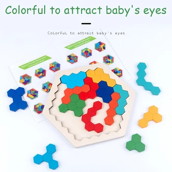 Spalvinga 3D Dėlionė Medinė Tangram Matematikos Žaislai, Dėlionės Tetriss Žaidimas Montessori Vaikų Švietimo Dėlionės Žaidimas Žaislas Vaikams
