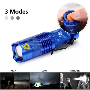 Spalvinga Vandeniui LED Žibintuvėlis Didelės Galios Mini Vietoje Lempos 3 Modeliai Zoomable Stovyklavimo Įranga Fakelas Blykstė