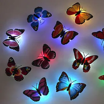Spalvinga Šviesos Drugelis LED Nakties Šviesos Vestuvių Dekoratyvinės Lempos Lipdukai Vaikams dovanėlės ŽAISLAI žaidimas su baterijomis
