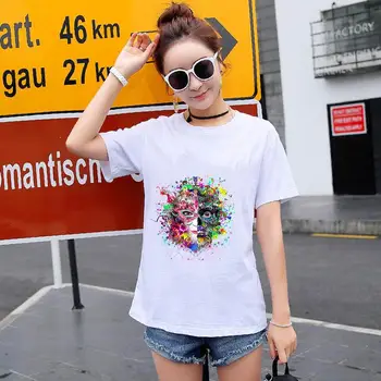Spalvingas Drugelis Geležies Lopai Drabužius Mergina T-Shirt Šilumos perdavimas iš Drabužių 