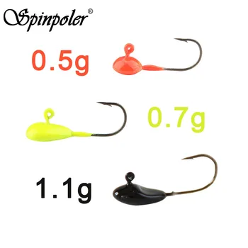 Spinpoler 10vnt Jig Head Žvejybos Kabliukai 0,5 g 0.7 g 1,1 g Mini Švino Jig Head Ledo Bass Karpių Žvejybos Jig Minkštas Masalas Žvejybos Reikmenys