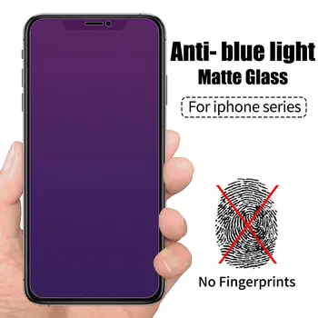 Stabdžių Mėlynas Matinis Grūdintas Stiklas iPhone 12 Pro Max Screen Protector, iPhone, 12 mini Pro 11 XS Max XR X 8 7 6 6s Plus Stiklo