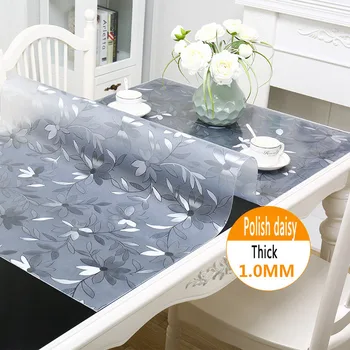 Staltiesė PVC Skaidri Valgomasis staltiesė su virtuvės Vandeniui Oilproof staltiesė stiklo stačiakampio stalo 1,0 mm