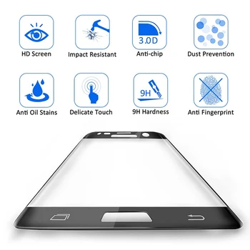 Stiklo s7 krašto Apsaugos Stiklo Samsung S6 krašto plius Screen Protector 3D Išlenkti Galaxy S 6 7 6S 7S Šarvai Kino Grūdintas Stiklas