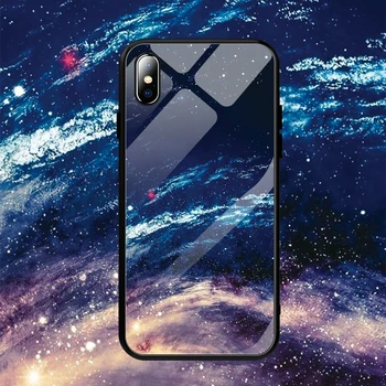 Stiklo Telefono dėklas Skirtas iPhone XS MAS XR X 7 8 10 6 s XS Star Kosmoso Padengti Atveju, 