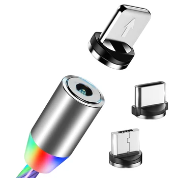 Streamer Magnetinio Absorbcijos Kabelis Greito Įkrovimo Magnetas Micro USB C Tipo Kabelis LED Laidas Telefono Įkroviklis Iphone Samsung S9