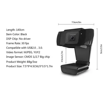Sukiojamomis HD Kamera, Mini USB 2.0 Web Kamera Filmuoti Aukštos raiškos, Su Mic Parama, MSN, 