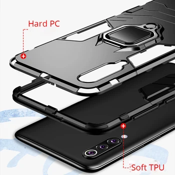 Sunku Atveju Xiaomi Mi 9 Lite Padengti Metalo Žiedas Laikiklis Bamperio Magnetas Telefono Atgal Atveju Xiaomi mi9 Lite Mi 9T Pro MI 9 T