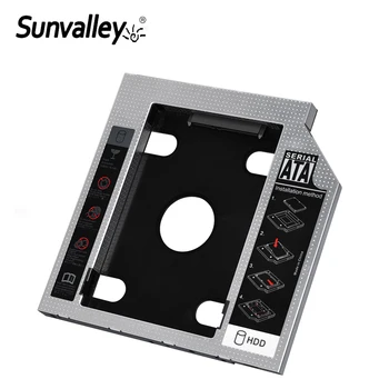 Sunvalley Aliuminio Lydinio&Plastiko 9.5 mm 2nd HDD Caddy SATA Į SATA 3.0 Nešiojamas DVD/CD-ROM Optinių Bay 2.5