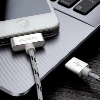 SUPTEC 2M 3M USB Kabelį Greito Įkrovimo iPhone 4S, 4, iPad 1 2 3 iPod Nano iTouch Nailono Tinklelio 30 Pin Įkroviklis Duomenų Kabelis Laido