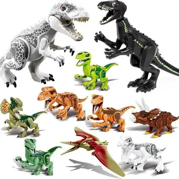 Surenkami Blokai Žaislai didelio Dydžio Dinozaurų Pasaulyje Triceratopsas Tyrannosaurus Vaikų Gyvūnų Modelio, Plytos, Žaislų mergaitėms Dovanų