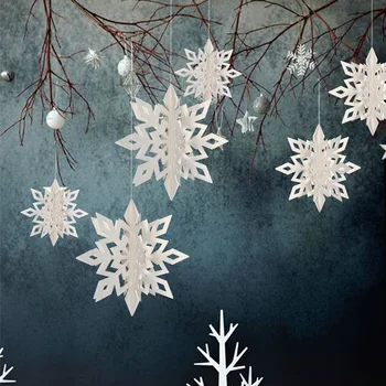 Sušaldyti Šalis, Kalėdų Dekoracijos, Snaigės 3D Tuščiaviduriai Snaigės Popieriaus Girliandas Ornamentu Netikras Sniegas Žiemos Dekoracijos namams