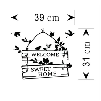 Sveiki sweet home durų ženklas dekoravimas sienų lipdukai ZYVA-8253-NA dekoratyvinis vinilinis sienų lipdukai namų