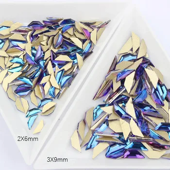 T-formos 3D nagų dailė kalnų krištolas butas-apačioje krištolo akmens 30/100 vienetų, 7 spalvų 