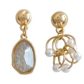 Tabaluoti Auskarai ilgai Mados Asimetrija perlo auskaru moterų geometrinis kutas auskarai Populiarus kristalų auskarai moterims, papuošalai