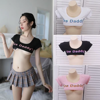 Taip Tėtis marškinėliai pasėlių viršuje moterų viršūnių seksualus vasaros Spausdinti Juokinga naktinis klubas šalies balti marškinėliai t-shirt femme klubas, komplektai, Japonų