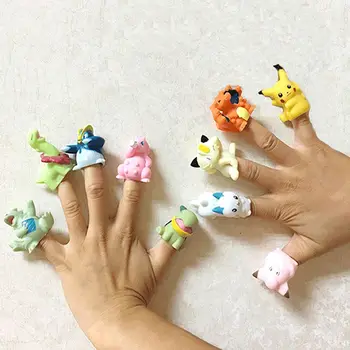 TAKARA TOMY Pokemon Pikachu Pirštų Lėlės Modelis Anime Vertus Lėlių Kolekcija Žaislai, Vaikų Dovanos Veiksmų Mini Piršto Žaislai Vaikams