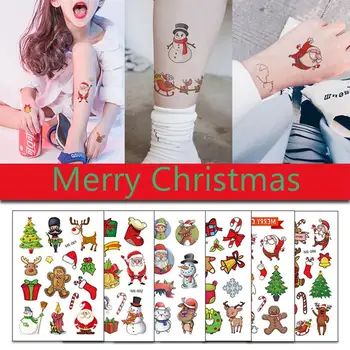 Taoup 1pc Popieriaus Santa Claus ir Kalėdų Lipdukai Keičiamajame Kalėdos Tatuiruotė Lipdukai Navidad Papuošalai Kalėdų Dekoro Namų Noel