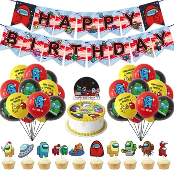 Tarp mūsų Žaidimas gimtadienio temą šalies apdaila traukti vėliavos popieriaus reklama tortą įdėkite kortelę gimtadienio dekoracijas ir berniukams, ir mergaitėms