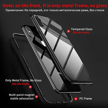 Telefono dėklas Grūdinto Stiklo Magnetinės iPhone 11 Pro X XS Max XR 6 6s 7 8 Plus SE 20 Adsorbcijos antidetonaciniai Metalo Padengti LOGOTIPAS