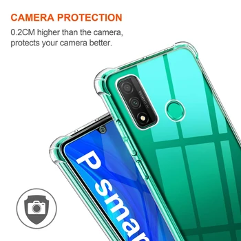 Telefono dėklas Huawei P Smart 2021 Atveju Screen Protector, Stiklo plėvelė Minkštas Silikoninis Dangtelis Huawey PSmart 2020 2021 Skaidrus Atvejais