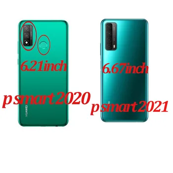 Telefono dėklas Huawei P Smart 2021 Atveju Screen Protector, Stiklo plėvelė Minkštas Silikoninis Dangtelis Huawey PSmart 2020 2021 Skaidrus Atvejais