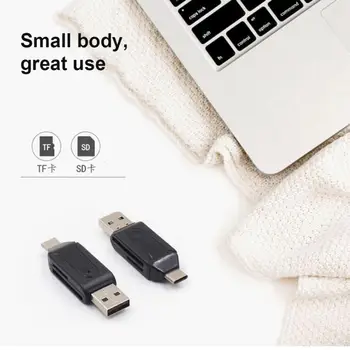 TF, SD Kortelių Skaitytuvas 2 In 1 Tipas-c USB OTG Adapteris, Universalus Micro Metalo Apvalkalo Pelėsių Nešiojamų Aukšto Perdavimo Greitis