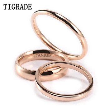 Tigrade 2mm 4mm Plonas Žiedas Moterims Titano Rose Gold Poliruoti Klasikiniai Žiedai, Vyrų, Moterų Vestuvės Vestuvinis Band Pora