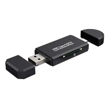 Tipas C+Micro-USB+USB 3 in 1 OTG Kortelių Skaitytuvas Didelės spartos USB2.0 Atminties Kortelių Skaitytuvas Android Kompiuteris