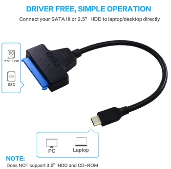 Tipas-C/USB3.0 SATA Kabelis Converter/Jungtis Sata į USB Adapteris Parama 2.5 Colio Išorinis HDD SSD Kietąjį Diską iš KOMPIUTERIO, Laptopo