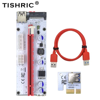 TISHRIC 008S 4PIN Molex 15PIN 6PIN SATA 3 in 1 PCIE PCI Express Stove Kortelės 1X iki 16X PCI-E Extender 