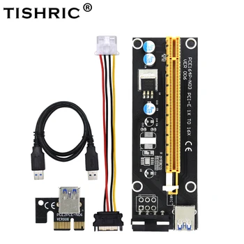 TISHRIC PCI-E extender pcie PCI Express Stove Kortelės 1x iki 16x USB 3.0 SATA prie 4Pin IDE Molex Adapteris, skirtas Kasybos Bitcion Miner