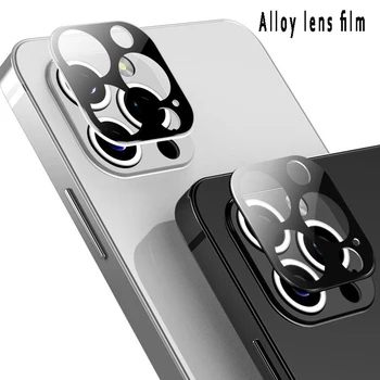 Titano Lydinio Metalo Žiedas Grūdintas Stiklas IPhone 12 Pro Max Mini Pro 11 Max Kamera Protecor Kino Padengti Stiklo Atveju Fotoaparatas