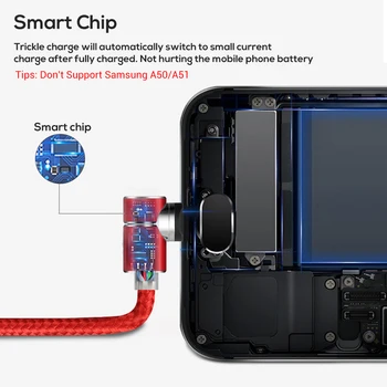 TOPK AM30 Magnetinio Įkrovimo Kabelį ,90 Laipsnių LED Kabelis iPhone, 11 X 8 7 6 Plus & Micro USB Laidu ir USB Tipas-C USB Kabelis C