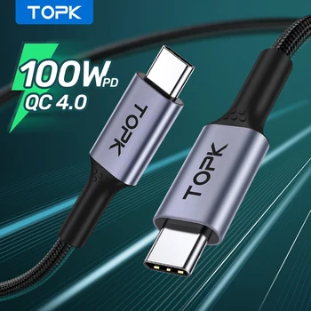 TOPK PD 100W USB Type C) USB C Kabelio 5A Greitai Įkrauti 4.0 3.0 Greito Įkrovimo USB-C Tipo C Kabelio 