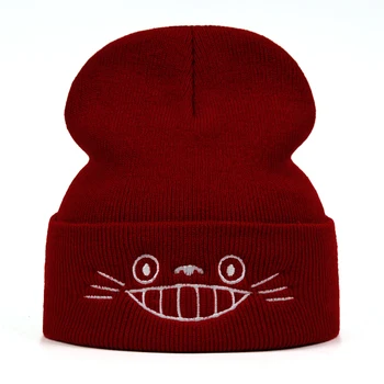 Totoro Megzti Beanie Žiemos Skrybėlę Kietojo Hip-hop Skullies Megzti Skrybėlę Bžūp Kostiumo Aksesuaras Dovanos Šiltos Žiemos