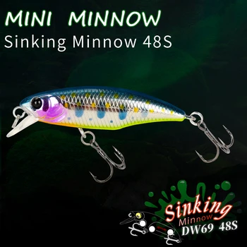 TSURINOYA NAUJAS Sinking Minnow Sunku Suvilioti DW69 48S 48mm 3.3 g Jerkbait Minnow Žvejybos nepastovi žmogus Crankbait Bass Upėtakis Suvilioti Swimbait