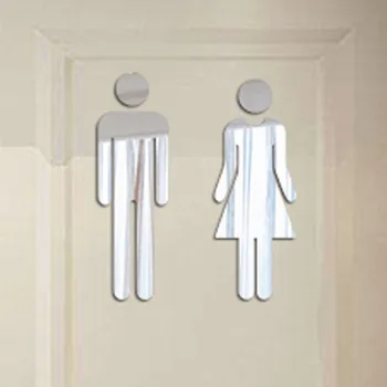 Tualetas lipdukai wc 3D Veidrodis Lipdukas Juokingi WC Tualeto Durų Įėjimo Ženklas, Vyrams, Moterims, Vonios Sienos 