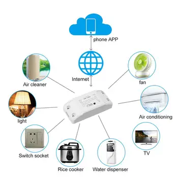Tuya WiFi Smart Jungiklis 10A/2200W Belaidžio Nuotolinio valdymo Jungiklis Laikmatis APP Kontroliuoti Smart Home dirbti su Alexa 