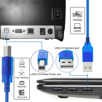 Type A Male-B Male didelės Spartos USB 2.0 Scanner Spausdintuvo Kabelį Sinchronizuoti Duomenis Įkroviklį, USB Laidą 