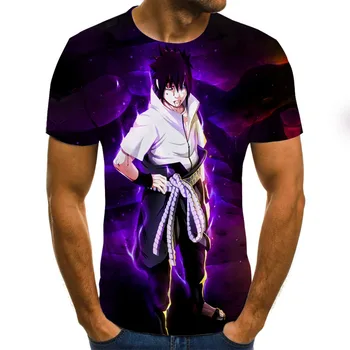 Uchiha Sasuke grafinis T-shirt Naruto berniukų kostiumų 3D vyriški T-shirt anime Harajuku viršūnės apvalios kaklo marškinėliai plius dydis streetwear