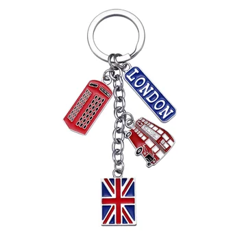 UK Vėliava Metalo Keychain Suvenyrų Keychain didžiosios Britanijos Londono Stiliaus paketų prižiūrėtojų raktinę Automobilių paketų prižiūrėtojų raktinę Maišelį Pakabukai Britų Temą Keychain