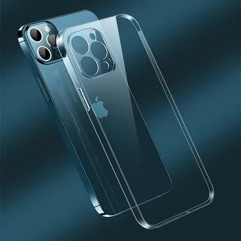 Ultra Plonas Aišku, Minkštas Telefono dėklas Skirtas iPhone 11 12 Pro Max Mini XS XR X 7 8 Plus SE 2 2020 Silikono TPU Skaidrus galinis Dangtelis