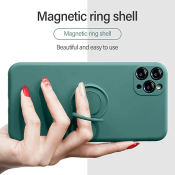 Ultra-plonas Silikono Magnetinis Laikiklis Telefono dėklas Skirtas iPhone 12 11 Pro XS max XR XS X 8 7 6 Plius Stendas Piršto Žiedo Laikiklio Dangtelį