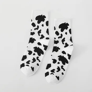 Unisex Harajuku Calcetines Gatvės banga prekės ins juoda ir balta karvė zebra modelis hip-hop skateboard tendencija vyrų, moterų kojinės