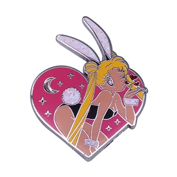 Usagi Tsukino pin Sailor Moon Blizgučiai Emalio Pin Sexy Bunny Mergina Sagė