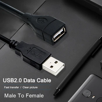 USB 2.0 Vyrų ir Moterų USB Laidas 1,5 m 3m 5m Extender Laido Viela Super Spartos Duomenų Sinchronizavimo Kabelis-prailgintojas KOMPIUTERIO, Nešiojamojo kompiuterio Klaviatūra